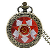Vintage USSR Soviet Sickle Hammer Style Quartz Pocket Watch Necklace Bronze Pendant Clock CCCP Russia Emblem Communism Top Gifts