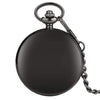 Retro Black Fashion Silver Smooth Steampunk Quartz Pocket Watch Stainless Steel Pendant 30CM Chain for Men Women with Gifts Box
