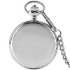 Retro Black Fashion Silver Smooth Steampunk Quartz Pocket Watch Stainless Steel Pendant 30CM Chain for Men Women with Gifts Box