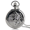 2019 Silver/Bronze Tone Fullmetal Alchemist Pocket Watch Cosplay Edward Elric Anime Design Boys Pendant Necklace Chain Best Gift