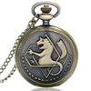 2019 Silver/Bronze Tone Fullmetal Alchemist Pocket Watch Cosplay Edward Elric Anime Design Boys Pendant Necklace Chain Best Gift
